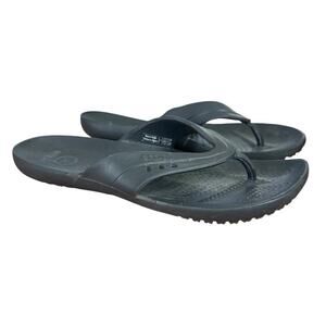 Crocs Kadee II Black Flip Flops Sandals Thongs Shoes Rubber Comfort Slip On sz 7